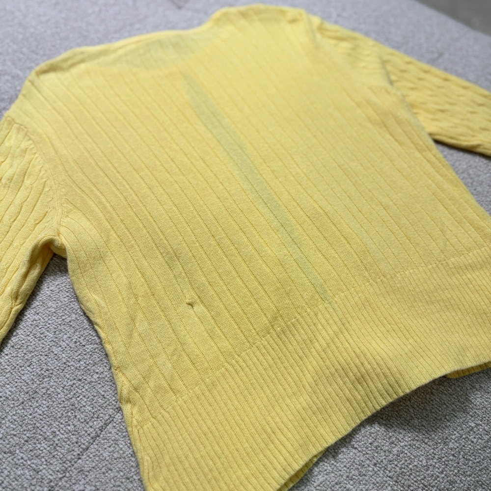 Vintage Heirloom Collectibles Yellow Cable Knit Cardigan Sweater Women’s L - Picture 5 of 8